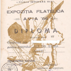 bnk fil Diploma Expozitia filatelica Avia 86 Caracal