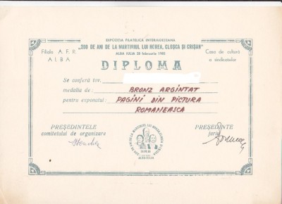 bnk fil Diploma Expofil 200 ani martiriu Horea, Closca, Crisan Alba Iulia 1985 foto