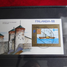 Colita Cuba-Exp Filatelica mondiala Finlanda '88-Colita stampilata 1988
