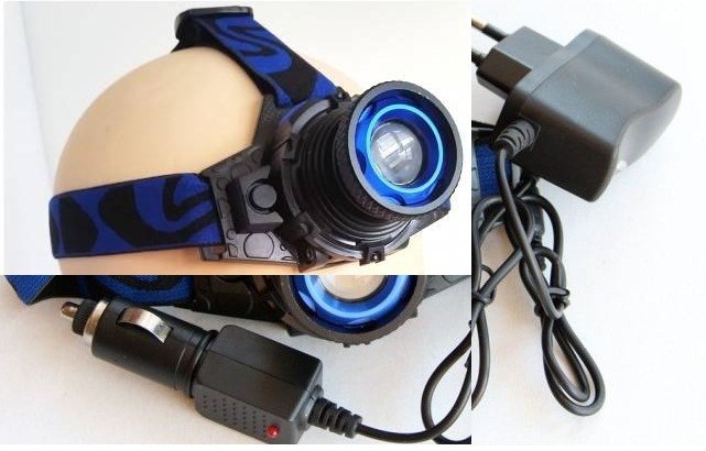Lanterna Frontala LED cu Acumulator si Zoom + incarcator masina si priza foto mare Lanterna Frontala LED cu Acumulator si Zoom + incarcator masina si priza foto mare