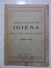 Manual unic de igiena pentru cl.V-a(1945) / cu schite /R6P1F foto