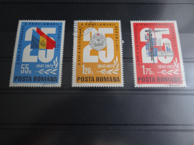 LP813-a XXV-a aniversare a Proclamarii Republicii-Serie completa stampilata 1972 foto