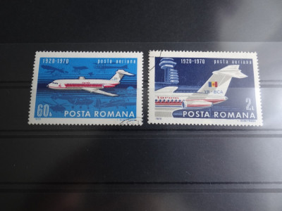 LP722-50 ani aviatie civila in Romania-Serie completa stampilata 1970 foto