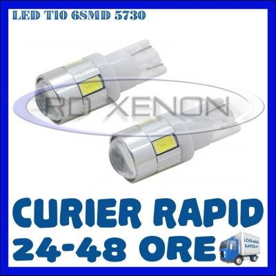 BEC AUTO LED LEDURI POZITIE T10 (W5W) - 6 SMD 5730 - PREMIUM - POZITII NUMAR foto