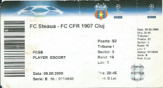 Bilet meci (player escort) Steaua - CFR Cluj (2009) foto