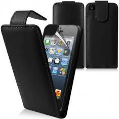 Husa piele flip neagra noua Iphone 5 5S foto