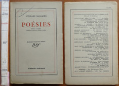 Mallarme , Poezii , editie completa , Gallimard , 1935 foto