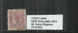 NEW ZEALAND 1873 - 38 SANS FILIGRANE., Stampilat