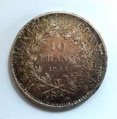 Moneda argint 10 franci / francs 1965 - 25 grame - puritate 0,900 III foto