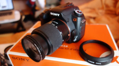 dslr SONY Alpha 350 ,Sony 18-70mm, made in Japan,pachet full, cutie acesori foto