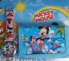 Set ceas de mana si portofel mickey mouse foto