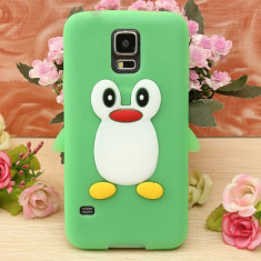 Husa silicon model pinguin Samsung Galaxy S5 G900 i9600 + folie protectie ecran