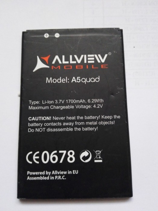 Acumulator Allview A5 QUAD / Baterie swap / / POZE REALE foto mare Acumulator Allview A5 QUAD / Baterie swap / / POZE REALE foto mare