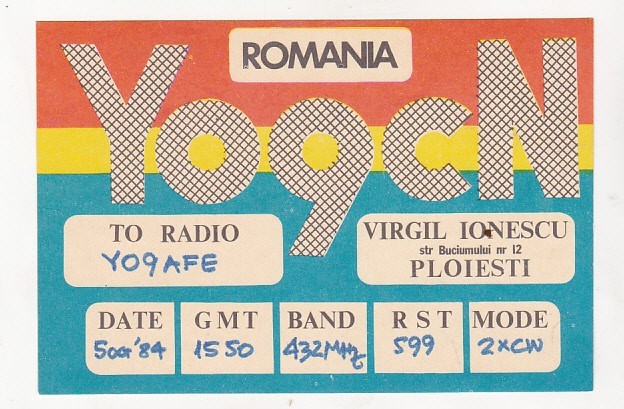 bnk cp Carte postala QSL radioamatori YO9CN Ploiesti