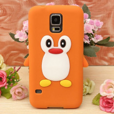 Husa silicon model pinguin Samsung Galaxy S5 G900 i9600 + folie protectie ecran foto