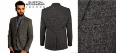 BURTON LONDON, Sacou Barbati SLIM FIT &amp;quot;Montague Charcoal Wool Blazer&amp;quot; Marime S foto