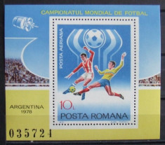 ROMANIA 955/1978 - CAMPIONATUL MONDIAL DE FOTBAL, 1 S/S NEOBLITERATA - RO 0342 foto