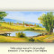 Casa bunicilor (2) - pictura peisaj rural, ulei pe panza, 57x19cm