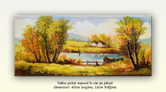 Peisaj rural (3) - tablou ulei pe panza, 40x18cm foto
