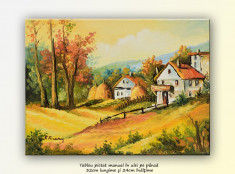 Peisaj rural (3) - tablou ulei pe panza, 32x24cm foto