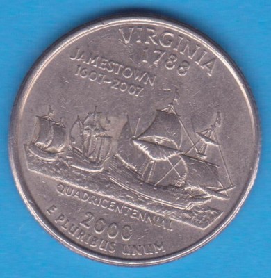 (M185) MONEDA SUA - QUARTER DOLLAR 2000, LIT. P - VIRGINIA foto