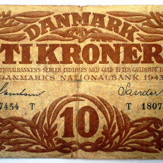 157 DANEMARCA 10 KRONER 1943 SR. 454