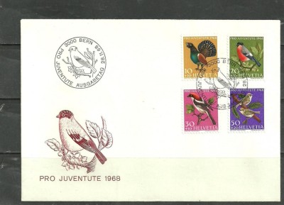 Elvetia 1968 &amp;ndash; FAUNA. PASARI, FDC (12) foto