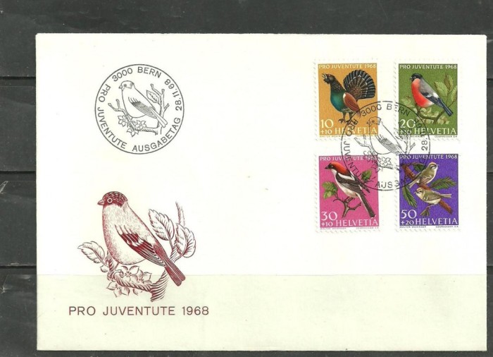 Elvetia 1968 &ndash; FAUNA. PASARI, FDC (12)