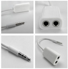 CABLU SPLITER AUDIO 3.5 4 CONTACTE JACK PENTRU iPhone iPod iPad NEGRU SAU ALB foto