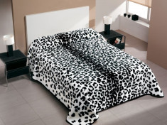 PATURA LEOPARD PRINT ALB NEGRU 220X240 CM (SPANIA) foto