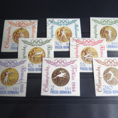 LP596-Medalii olimpice-nedantelate-serie completa stampilata 1964