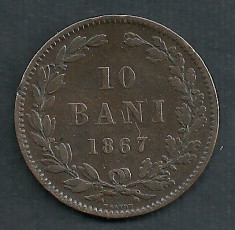 ROMANIA 10 BANI 1867 HEATON [4] Livrare in cartonas foto