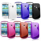 Husa Samsung Galaxy S3 Mini i8190 + folie + stylus, Rosu, Transparent, Gel TPU