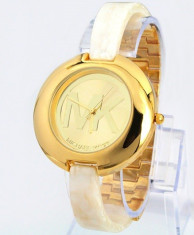 CEAS DAMA MICHAEL KORS BIG MK ELITE GOLD&amp;amp;IVORY-SUPERB-(GUESS)-COLECTIE NOUA-SALE foto