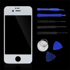 Sticla display fata pentru iPhone 4 alb + kit unelte+ folie protectie cadou foto