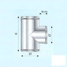 Teu 90 de grade pentru cosuri de fum izolate din inox Hi Line - 360 x 300 mm foto