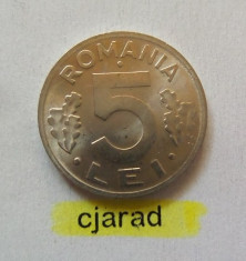 Moneda 5 Lei - ROMANIA, anul 1992 *cod 888 --- AUNC foto