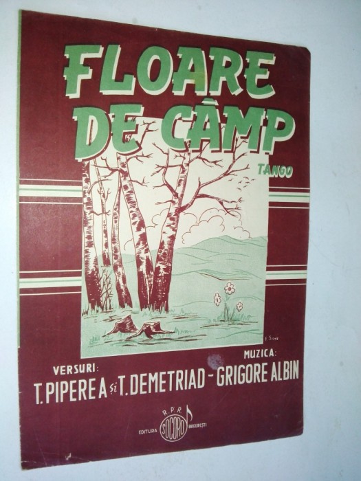 Partitura Tango Floare de camp Muzica: Grigore Albin