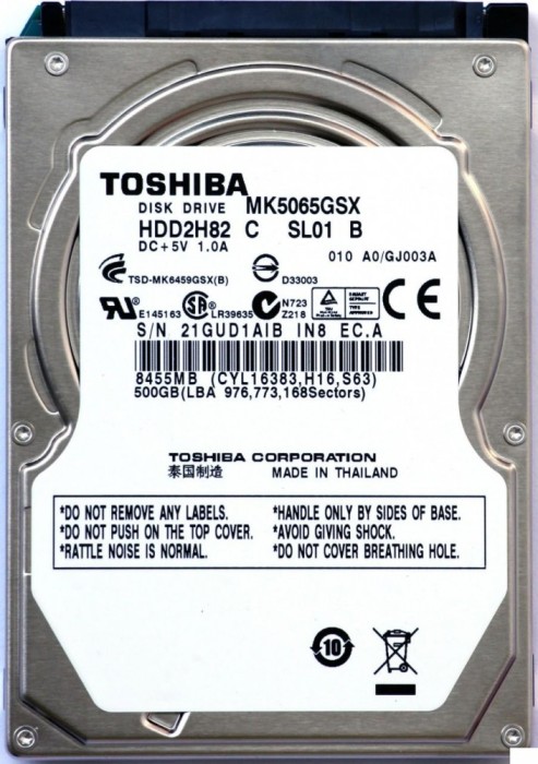 HDD Laptop Toshiba 500GB 5400RPM 8MB CACHE SATA2 MK5076GSX foto mare HDD Laptop Toshiba 500GB 5400RPM 8MB CACHE SATA2 MK5076GSX foto mare