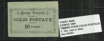 CONGO 1891 TIMBRE POUR COLIS POSTAUX - 1. 10 C. foto