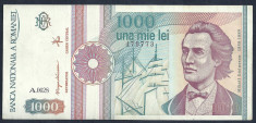 ROMANIA 1000 1.000 LEI 1991 [3] VF+ , serie cu punct foto