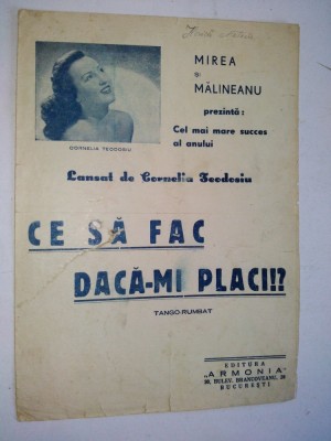 Partitura tango rumbat Ce sa fac daca mi placi ? foto