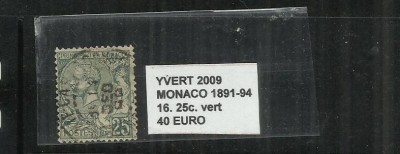 MONACO 1891 - 94 - 16. 25 C. foto