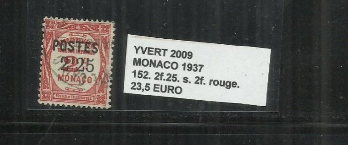 MONACO 1937 - 152. 2 F. S. 2 F.