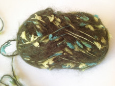 Fir de tricotat sau crosetat , lana cu mohair si pomponele moale - verde foto
