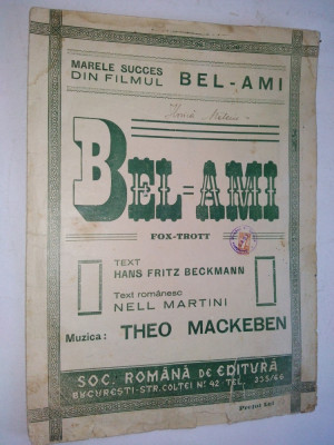 Partitura Bel-Ami, Fox Trott / Muzica : Theo Mackeben foto