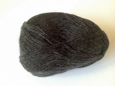 Fir de tricotat sau crosteat , lana 75% , moale, catifelata , gri sobolan inchis foto