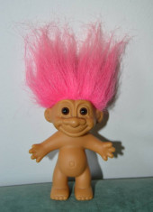 Papusa Troll (pitic), de la RUSS, 11 cm, par roz, haios, colectie, vintage, foto