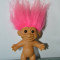 Papusa Troll (pitic), de la RUSS, 11 cm, par roz, haios, colectie, vintage,
