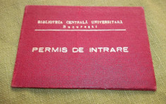 permis de intrare Biblioteca Centrala Universitara Bucuresti 1970 foto